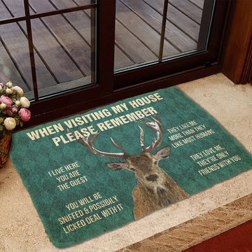 Gearhumans 3D Please Remember Deers House Rule Custom Doormat