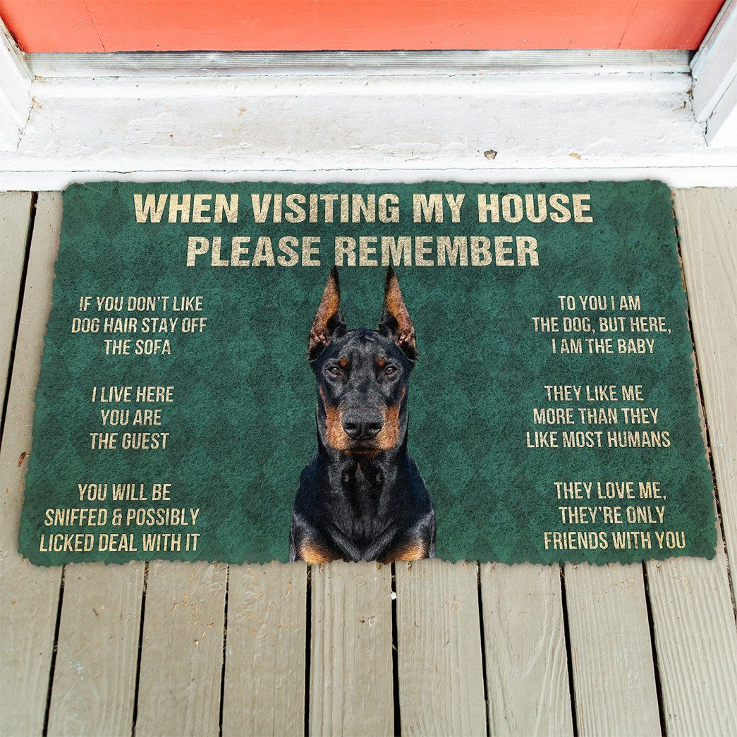 GearHuman 3D Please Remember Doberman Pinscher Dogs House Rules Doormat GV22018 Doormat