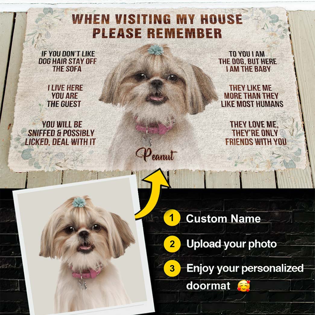 Gearhuman 3D Please Remember Dogs House Rule Custom Photo Custom Name Doormat GW0107212 Doormat Custom Photo S(15,8 inch x 23,6 inch) 