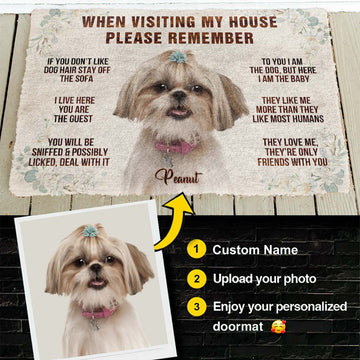 Gearhuman 3D Please Remember Dogs House Rule Custom Photo Custom Name Doormat