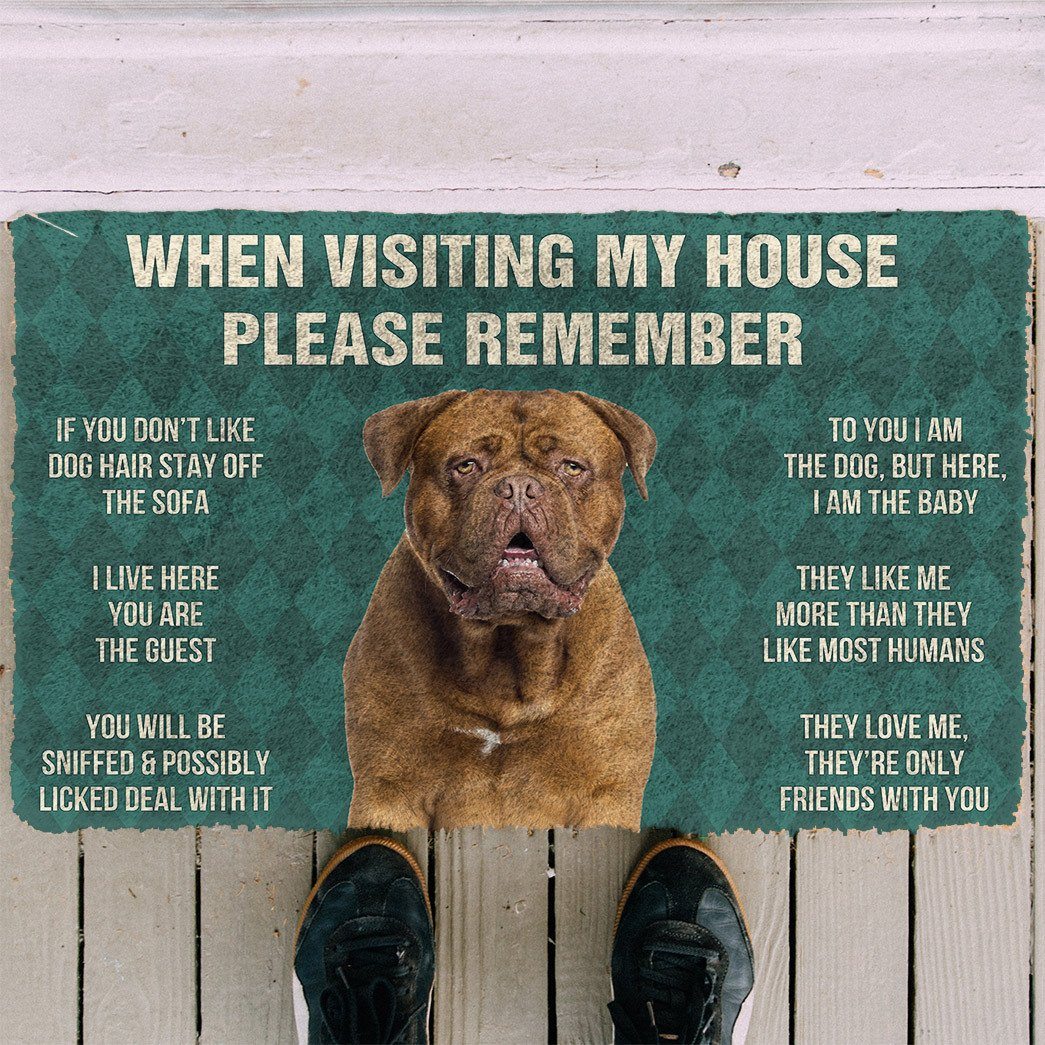 GearHuman 3D Please Remember Dogue de Bordeaux Dogs House Rules Doormat GV22019 Doormat