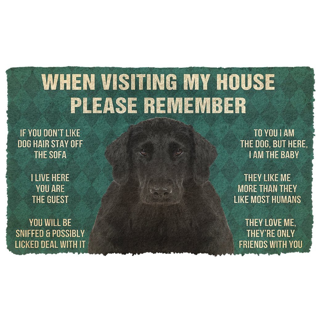 GearHuman 3D Please Remember Flat Coated Retriever Dogs House Rules Doormat GV250158 Doormat Doormat S(15,8''x23,6'')