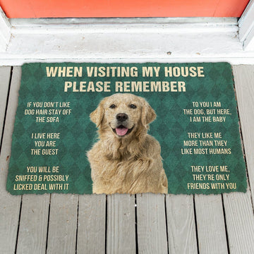 Gearhumans 3D Please Remember Golden Retriever Dog's House Rules Custom Doormat