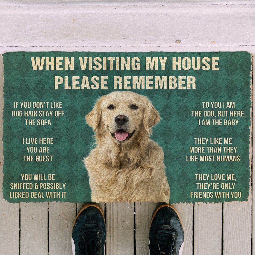GearHuman 3D Please Remember Golden Retriever Dog's House Rules Doormat GW220131 Doormat 