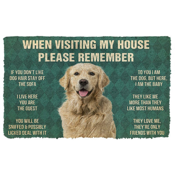 Gearhumans 3D Please Remember Golden Retriever Dog's House Rules Custom Doormat