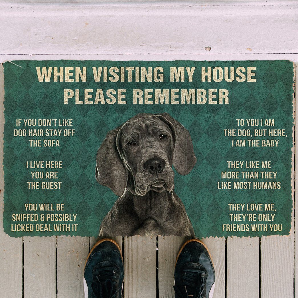 Gearhumans 3D Please Remember Great Dane House Rules Custom Doormat