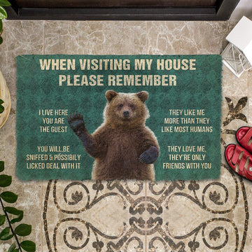 Gearhumans 3D Please Remember Grizzly Bears House Rule Custom Doormat