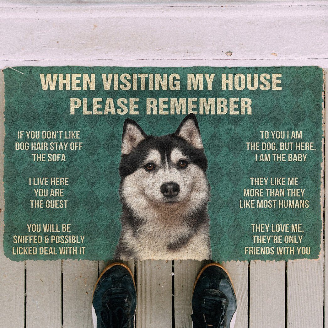 GearHuman 3D Please Remember Husky Dog's House Rules Doormat GR200110 Doormat 