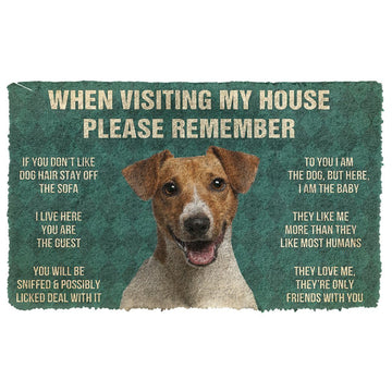 Gearhumans 3D Please Remember Jack Russell Terrier House Rules Custom Doormat