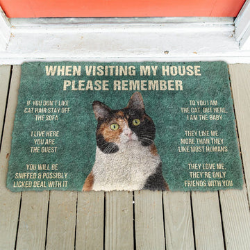 GearHuman 3D Please Remember Japanese Bobtail Cat House Rules Doormat GR15015 Doormat 