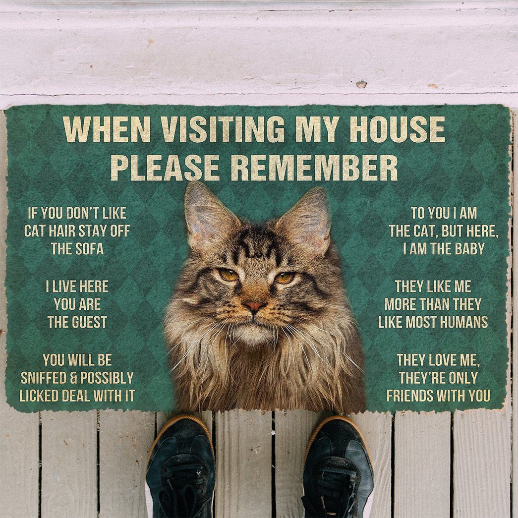 GearHuman 3D Please Remember Maine Coon Cat House Rules Doormat GR220149 Doormat 