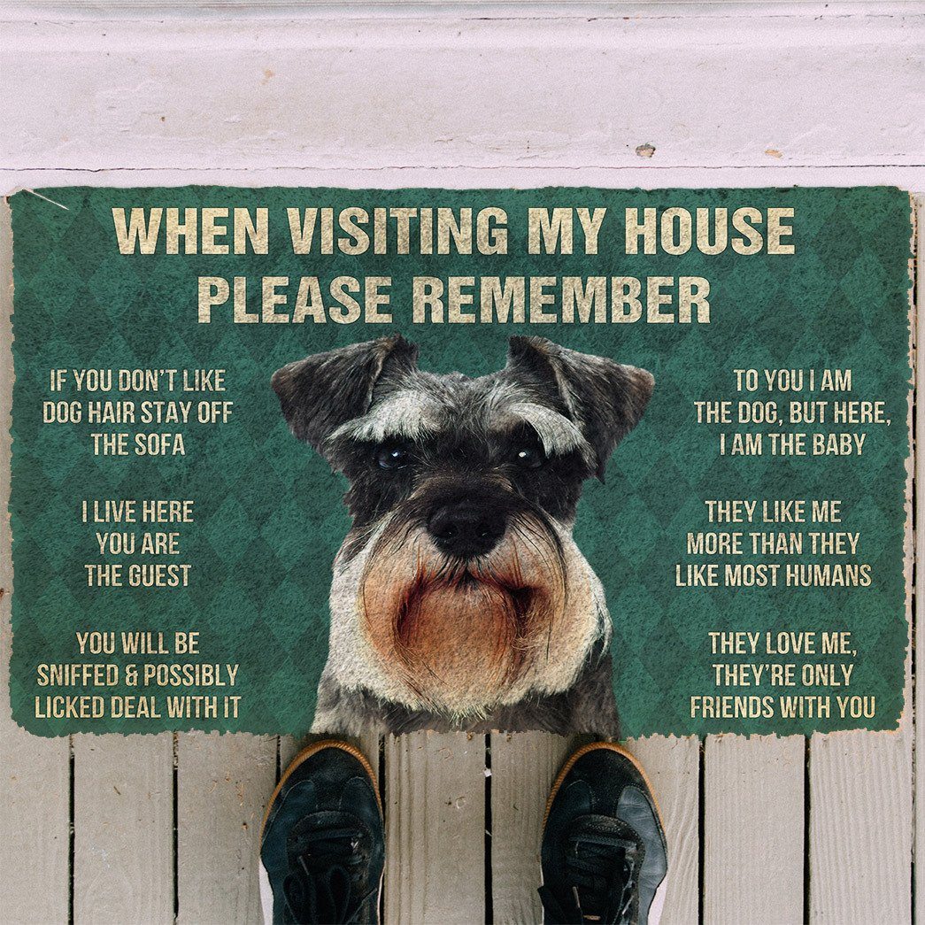 GearHuman 3D Please Remember Miniature Schnauzer Dogs House Rules Doormat GV250126 Doormat