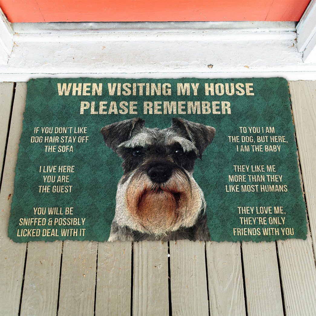 GearHuman 3D Please Remember Miniature Schnauzer Dogs House Rules Doormat GV250126 Doormat