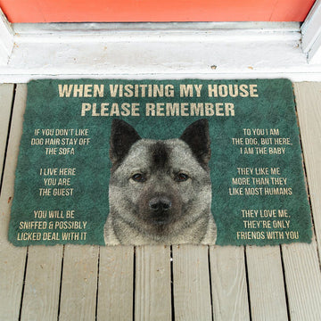Gearhumans GearHuman 3D Please Remember Norwegian Elkhound Dogs House Rules Doormat