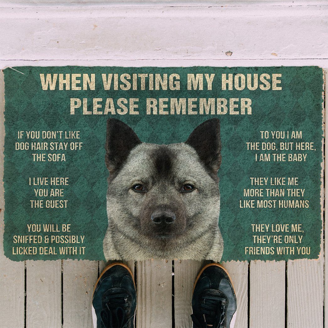 GearHuman 3D Please Remember Norwegian Elkhound Dogs House Rules Doormat GV250127 Doormat