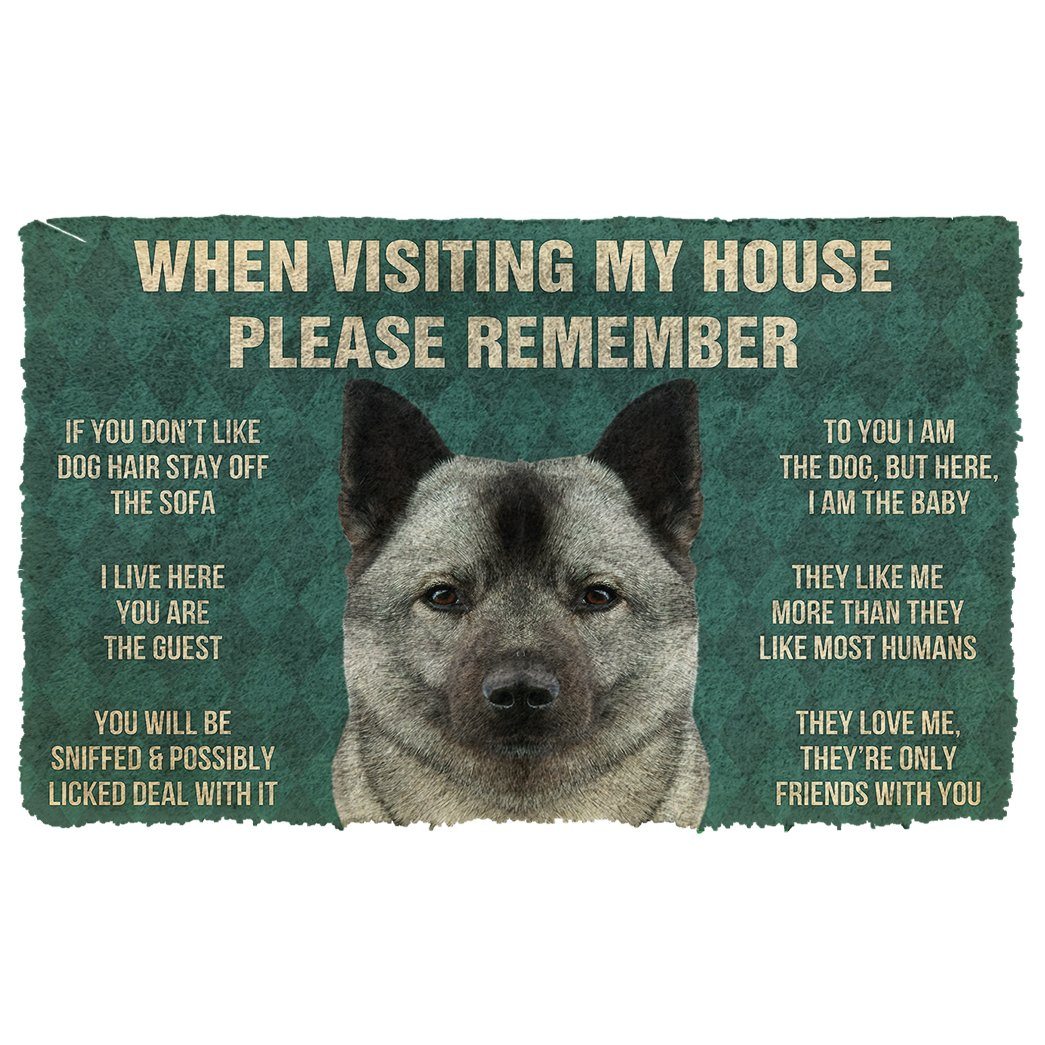 GearHuman 3D Please Remember Norwegian Elkhound Dogs House Rules Doormat GV250127 Doormat Doormat S(15,8''x23,6'')