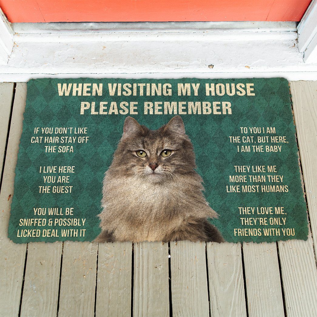 GearHuman 3D Please Remember Norwegian Forest Cat House Rules Doormat GR15014 Doormat 