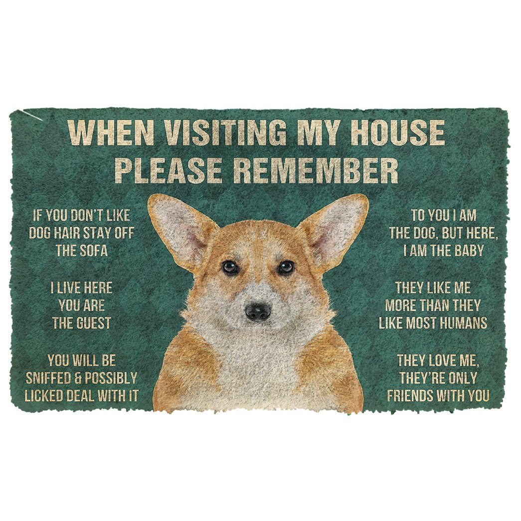 GearHuman 3D Please Remember Pembroke Welsh Corgi Dogs House Rules Doormat GV250129 Doormat Doormat S(15,8''x23,6'')