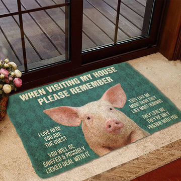 Gearhumans 3D Please Remember Pigs House Rule Custom Doormat