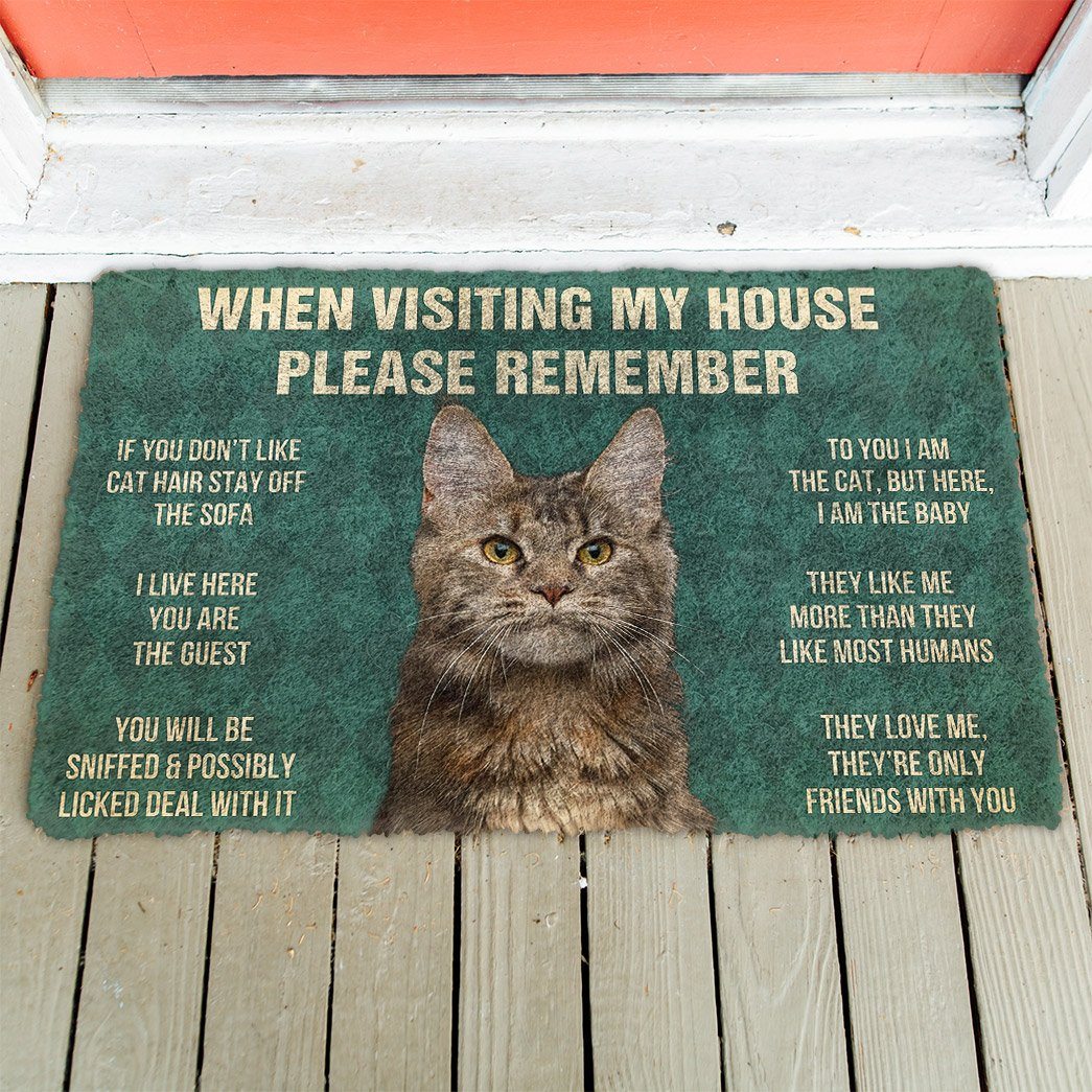 GearHuman 3D Please Remember Polydactyl Cat House Rules Doormat GR14019 Doormat 