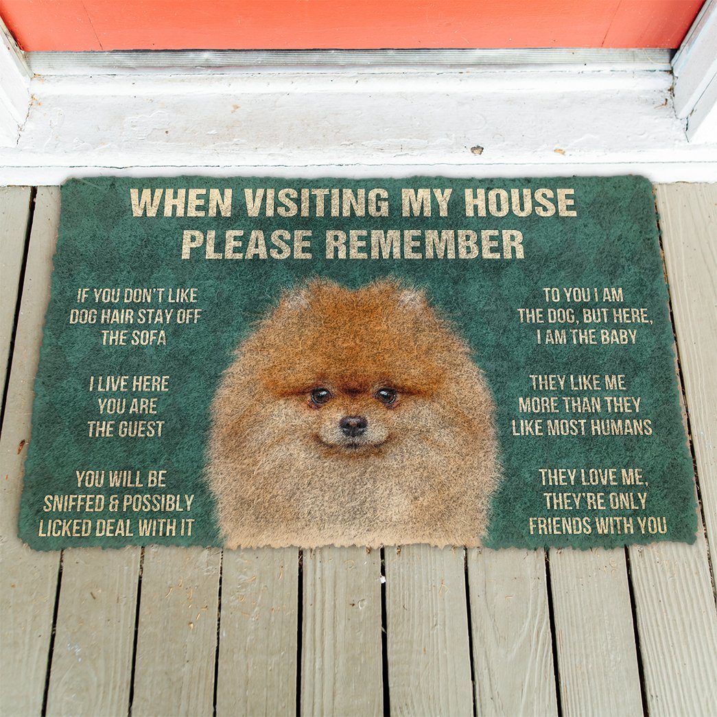 GearHuman 3D Please Remember Pomeranian Dogs House Rules Doormat GV250130 Doormat
