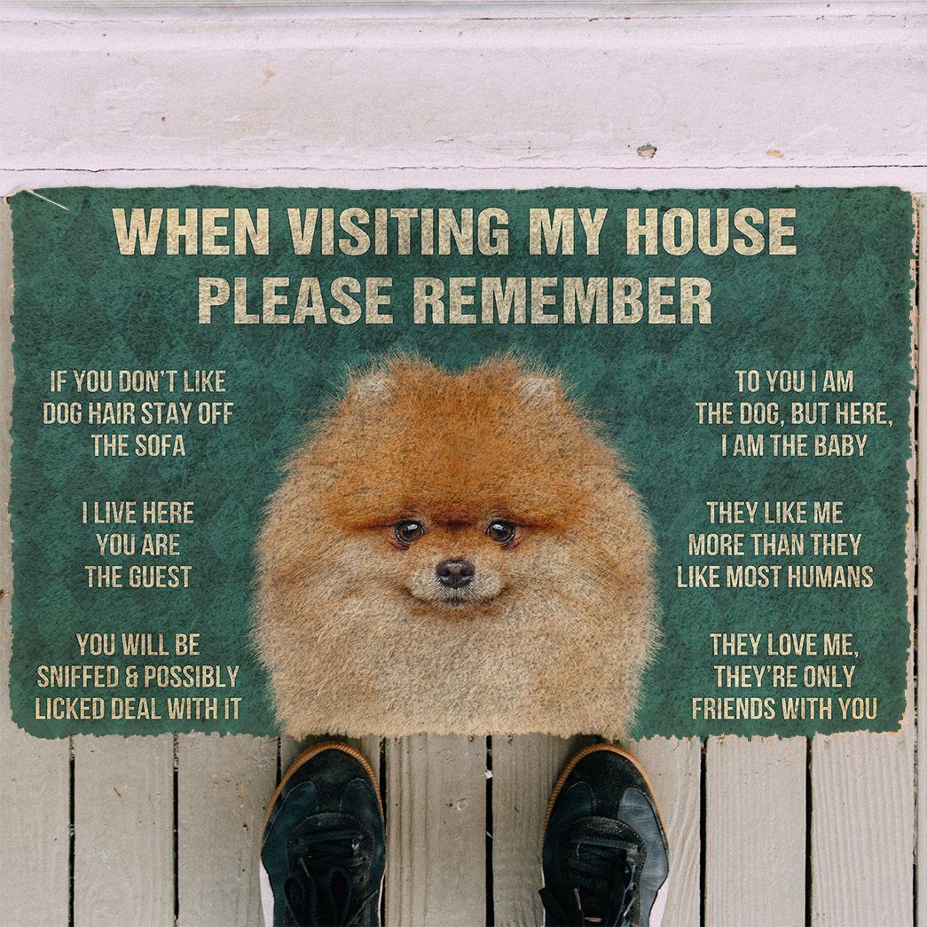 GearHuman 3D Please Remember Pomeranian Dogs House Rules Doormat GV250130 Doormat