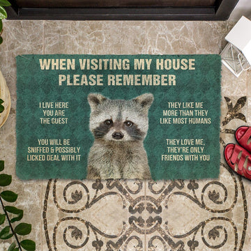 Gearhumans 3D Please Remember Raccoons House Rule Custom Doormat