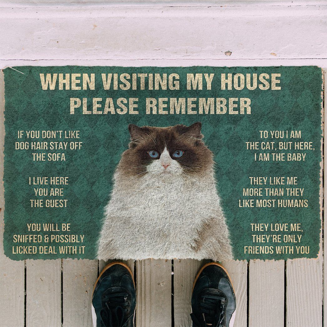 GearHuman 3D Please Remember Ragdoll Cats House Rules Doormat GV250161 Doormat