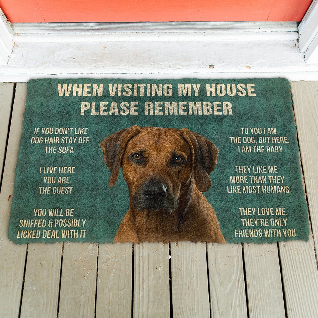GearHuman 3D Please Remember Rhodesian Ridgeback Dogs House Rules Doormat GV250133 Doormat