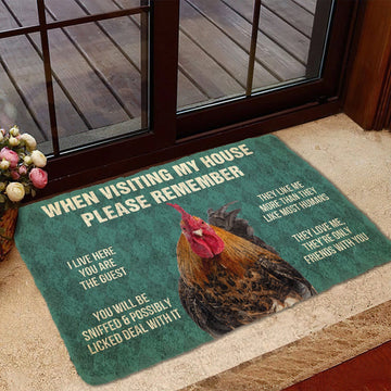 Gearhumans 3D Please Remember Roosters House Rule Custom Doormat