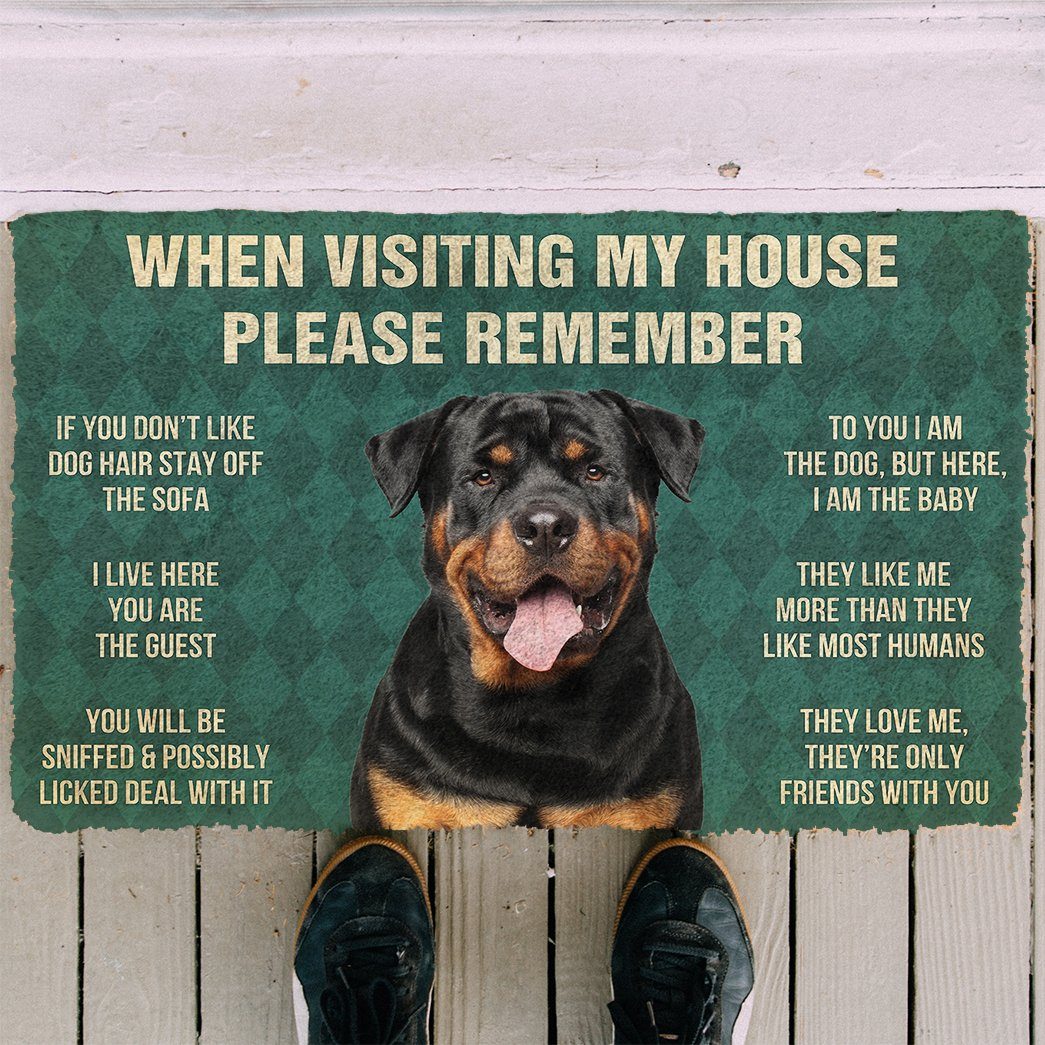 GearHuman 3D Please Remember Rottweiler Dog's House Rules Doormat GW220134 Doormat 