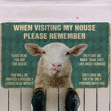 Gearhumans 3D Please Remember Sheeps House Rule Custom Doormat