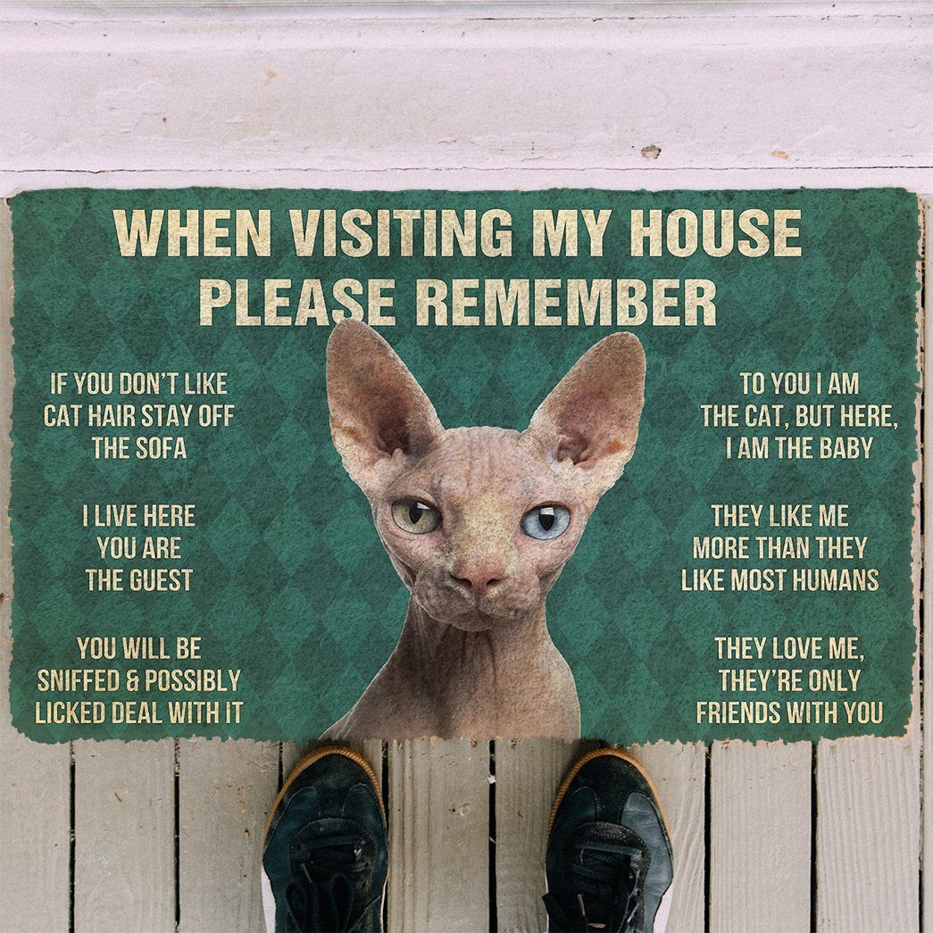 GearHuman 3D Please Remember Sphynx Cat House Rules Doormat GR220151 Doormat 