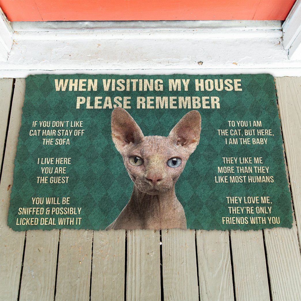GearHuman 3D Please Remember Sphynx Cat House Rules Doormat GR220151 Doormat 