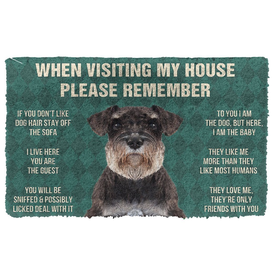 GearHuman 3D Please Remember Standard Schnauzer Dogs House Rules Doormat GV250138 Doormat Doormat S(15,8''x23,6'')