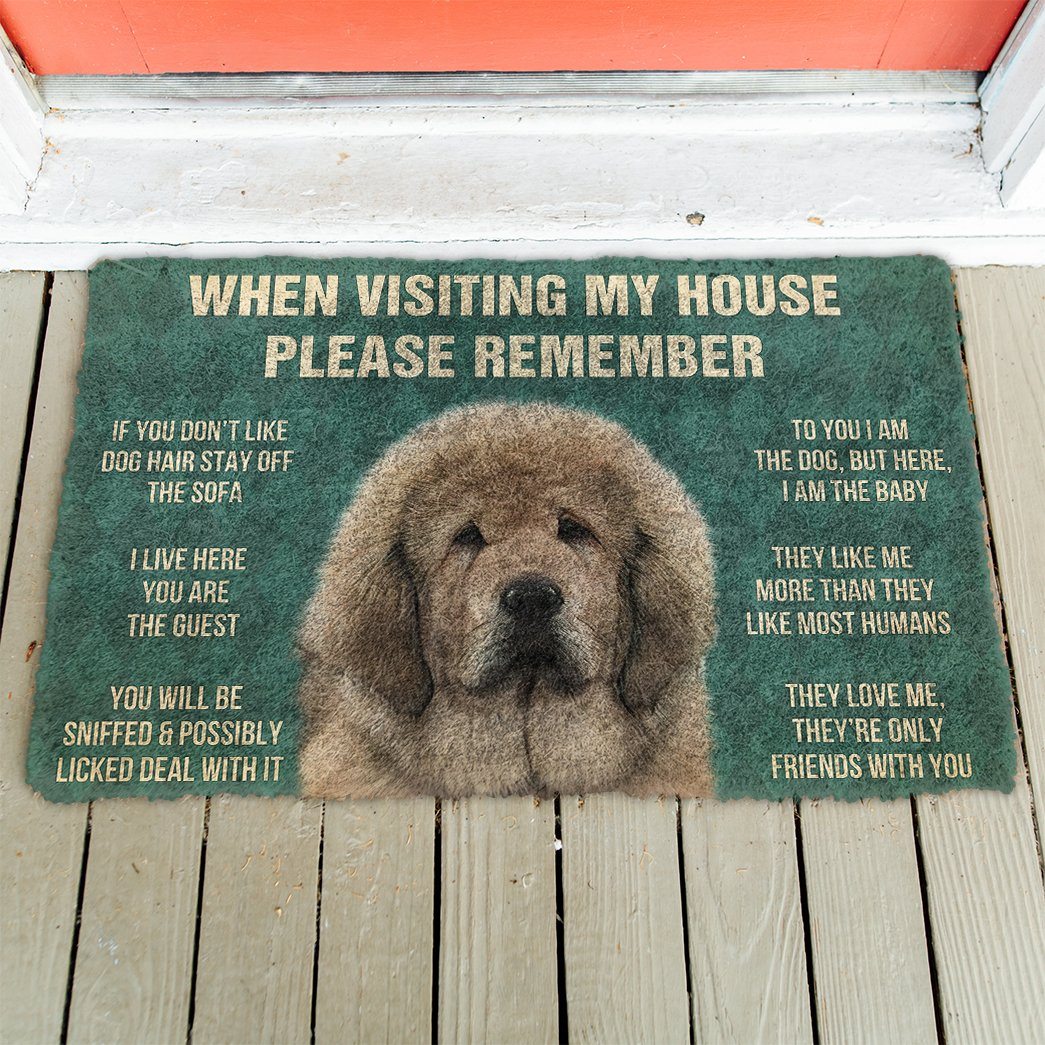 GearHuman 3D Please Remember Tibetan Mastiff Dogs House Rules Doormat GV250139 Doormat