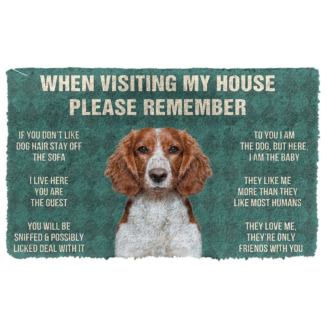 GearHuman 3D Please Remember Welsh Springer Spaniel Dogs House Rules Doormat GV250140 Doormat Doormat S(15,8''x23,6'')