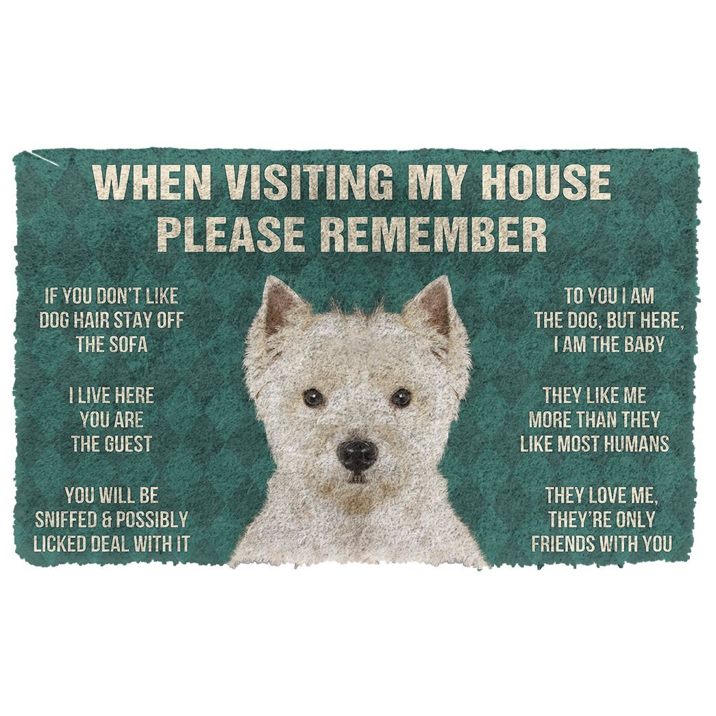 GearHuman 3D Please Remember West Highland White Terrier Dogs House Rules Doormat GV250141 Doormat Doormat S(15,8''x23,6'')
