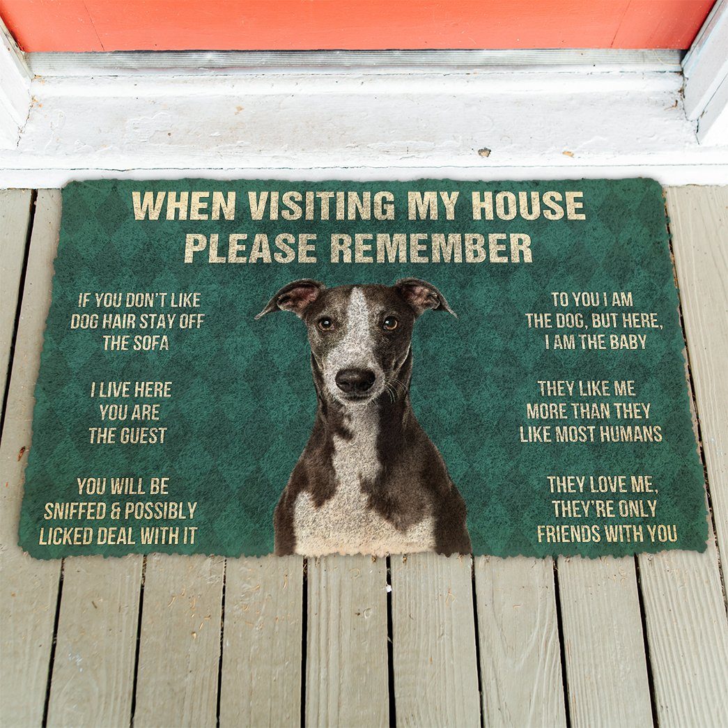 Gearhumans 3D Please Remember Whippet House Rules Custom Doormat