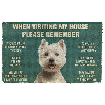 GearHuman 3D Please Remember White Terrier Dog's House Rules Doormat GR200111 Doormat Doormat S(15,8''x23,6'') 
