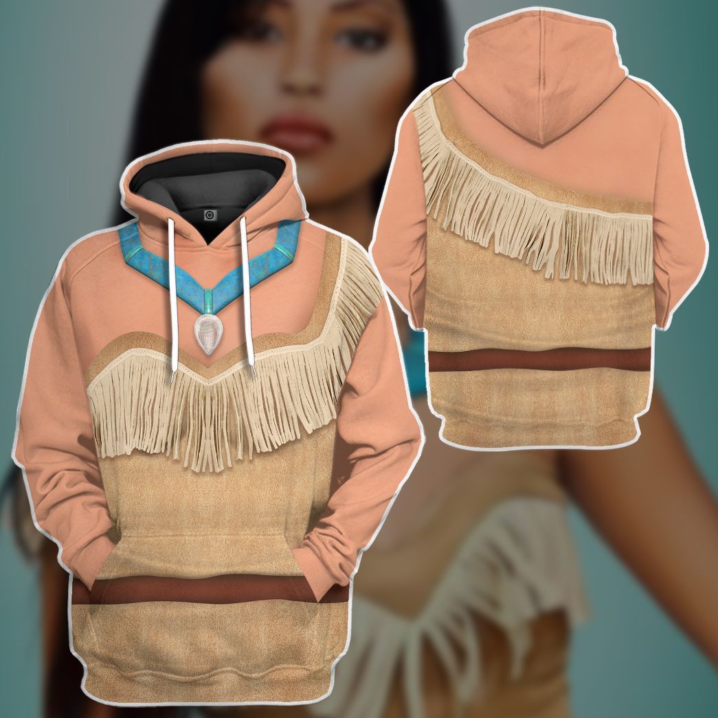 Gearhuman 3D Pocahontas Princess Custom Tshirt Hoodie Appreal CC24116 3D Apparel 