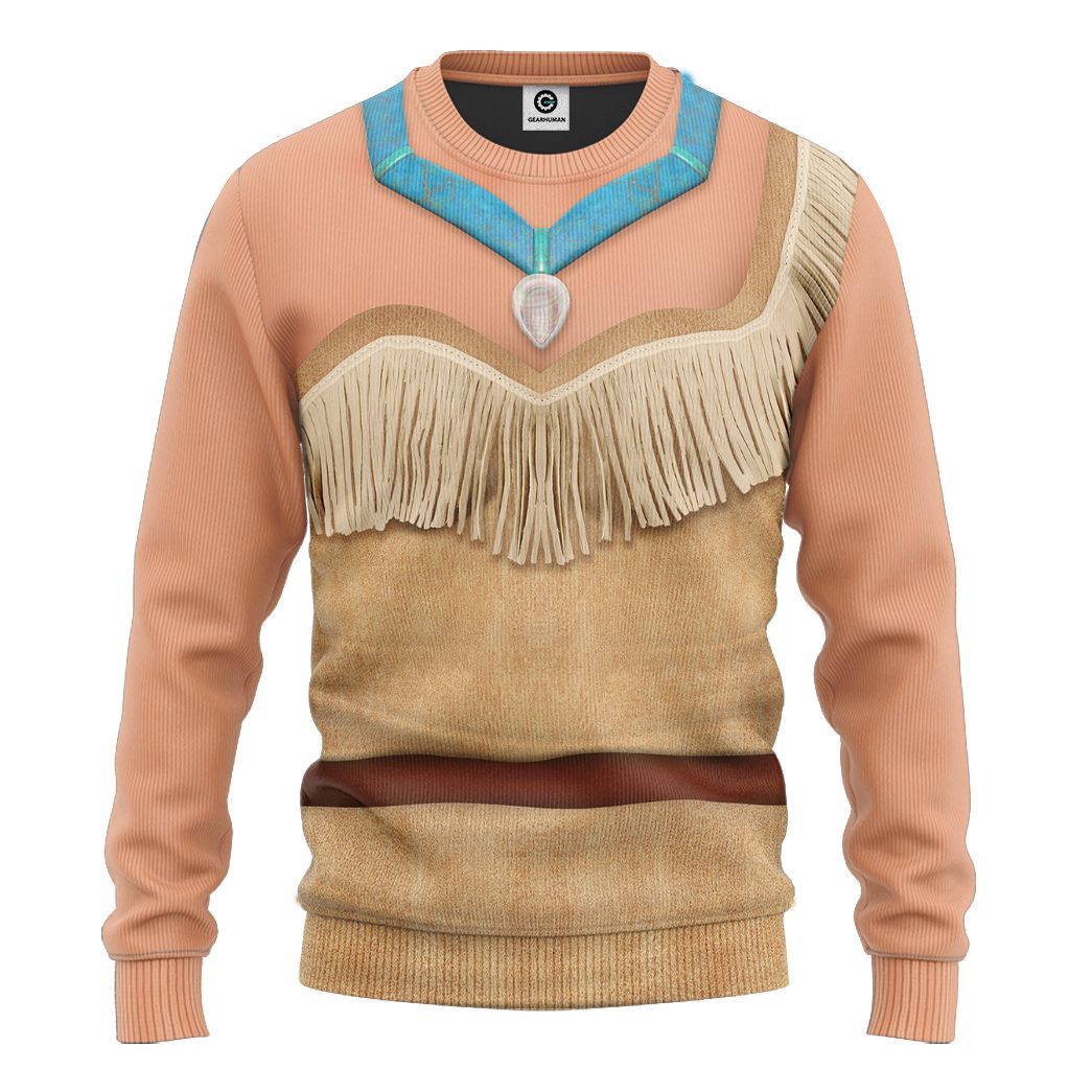 Gearhuman 3D Pocahontas Princess Custom Tshirt Hoodie Appreal CC24116 3D Apparel Long Sleeve S 