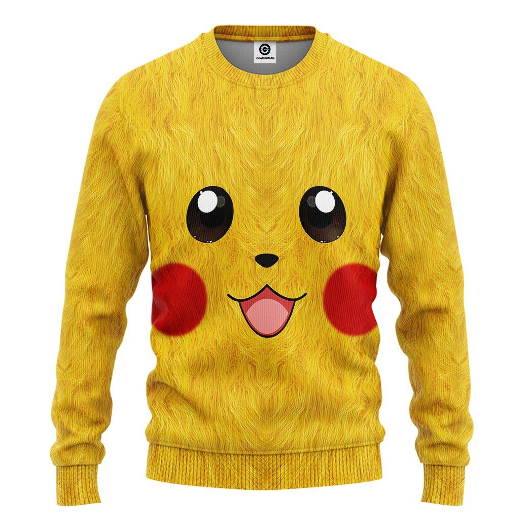 Gearhuman 3D Pokemon Pikachu Tshirt Hoodie Apparel GK19027 3D Apparel Long Sleeve S