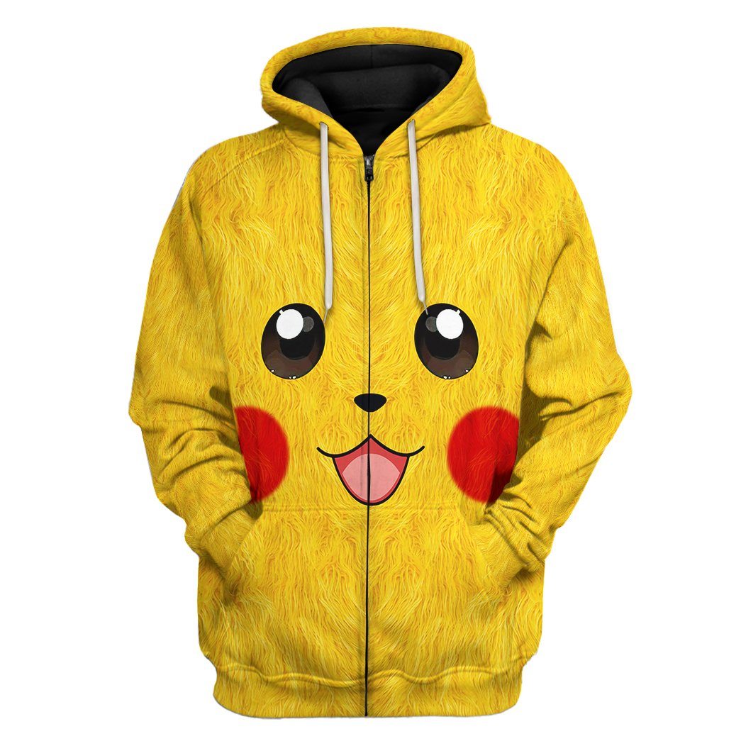 Gearhuman 3D Pokemon Pikachu Tshirt Hoodie Apparel GK19027 3D Apparel Zip Hoodie S