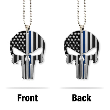 Gearhuman 3D Police Blue Line American Skull Custom Car Hanging