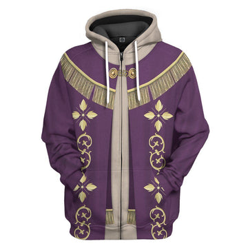 Gearhumans 3D Pope Francis In Purple Liturgical Vestment Custom Hoodie Apparel