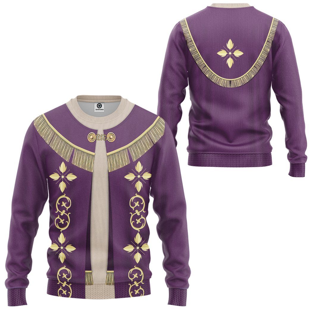 Gearhuman 3D Pope Francis In Purple Liturgical Vestment Custom Sweatshirt Apparel GV12101 Sweatshirt 