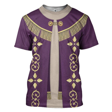 Gearhumans 3D Pope Francis In Purple Liturgical Vestment Custom Tshirt Apparel