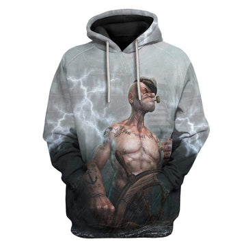 Gearhumans 3D Popeye Custom Hoodie Apparel