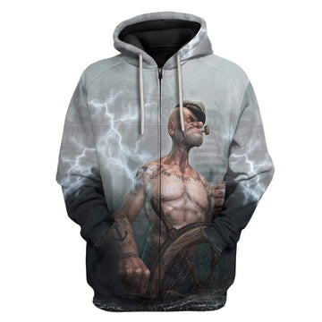 Gearhumans 3D Popeye Custom Hoodie Apparel